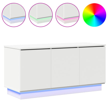 TV-skåp med LED -remsljus Vit 100 x 38 x 49 cm Konstruerat trä