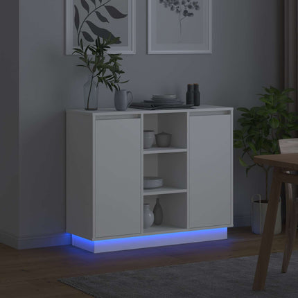 LED-sido bord Vit 90 x 32 x 75 cm Konstruerat trä