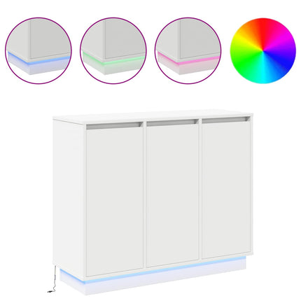LED-sido bord Vit 90 x 32 x 75 cm Konstruerat trä