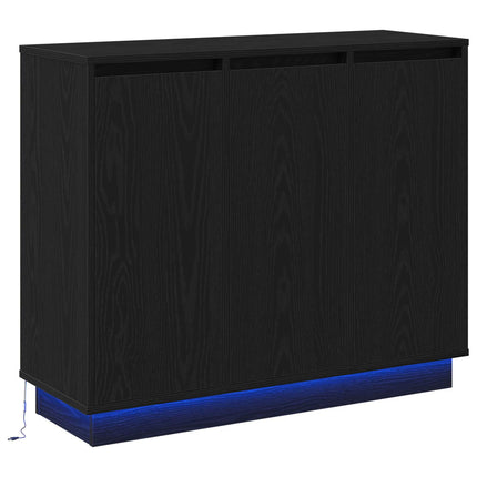 LED-sido bord Svart Ek 90 x 32 x 75 cm Konstruerat trä