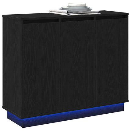 LED-sido bord Svart Ek 90 x 32 x 75 cm Konstruerat trä