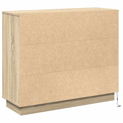 LED-sido bord Sonoma-ek 90 x 32 x 75 cm Konstruerat trä