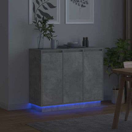LED-sido bord Betonggrå 90 x 32 x 75 cm Konstruerat trä