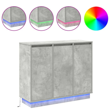 LED-sido bord Betonggrå 90 x 32 x 75 cm Konstruerat trä