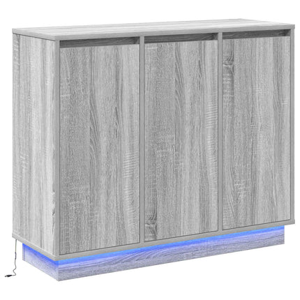 LED-sido bord Grå Sonoma 90 x 32 x 75 cm Konstruerat trä
