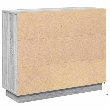 LED-sido bord Grå Sonoma 90 x 32 x 75 cm Konstruerat trä