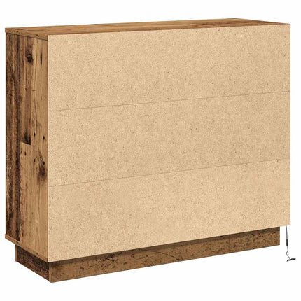 LED-sido bord Gammalt trä 90 x 32 x 75 cm Konstruerat trä