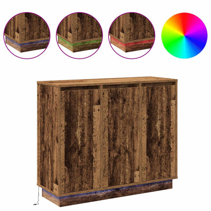 LED-sido bord Gammalt trä 90 x 32 x 75 cm Konstruerat trä