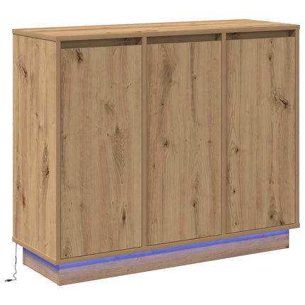 LED-sido bord Artisan Ek 90 x 32 x 75 cm Konstruerat trä