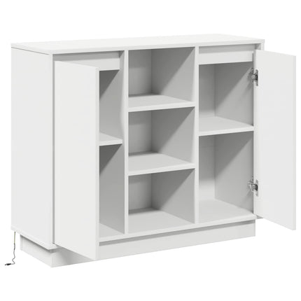 LED-sido bord Vit 90 x 32 x 75 cm Konstruerat trä