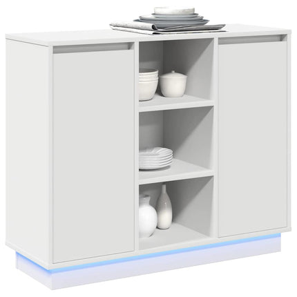 LED-sido bord Vit 90 x 32 x 75 cm Konstruerat trä