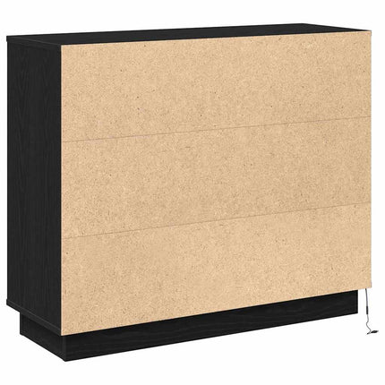 LED-sido bord Svart Ek 90 x 32 x 75 cm Konstruerat trä