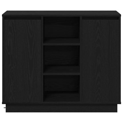 LED-sido bord Svart Ek 90 x 32 x 75 cm Konstruerat trä