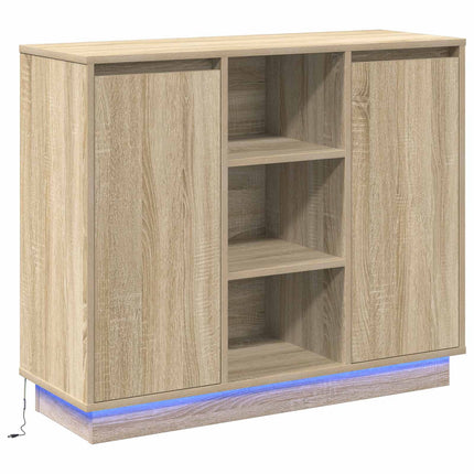 LED-sido bord Sonoma-ek 90 x 32 x 75 cm Konstruerat trä