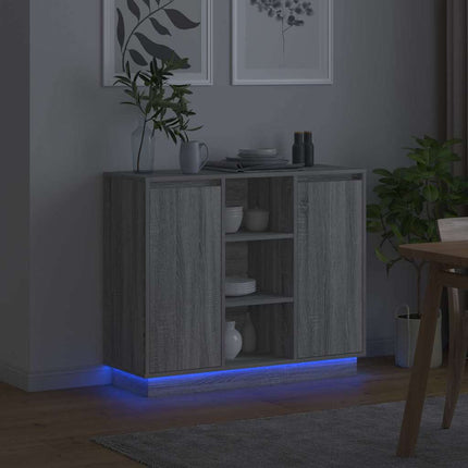 LED-sido bord Grå Sonoma 90 x 32 x 75 cm Konstruerat trä