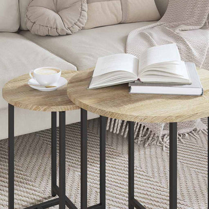 Sidobordsset 2 pcs Sonoma Ek och Svart