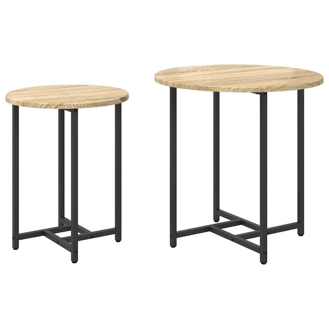 Sidobordsset 2 st Sonoma Ek och Svart 50 x 50 x 50 cm