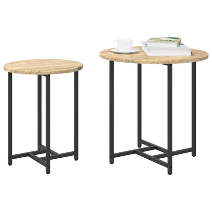 Sidobordsset 2 pcs Sonoma Ek och Svart