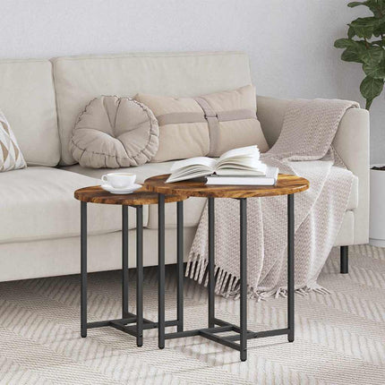 Sidobordsset 2 pcs Rökt Ek och Svart