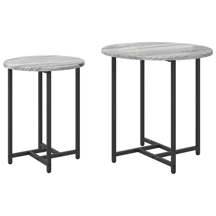Sidobordsset 2 pcs Grå Sonoma och Svart