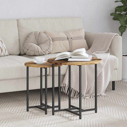 Sidobordsset 2 pcs Gammalt trä och svart