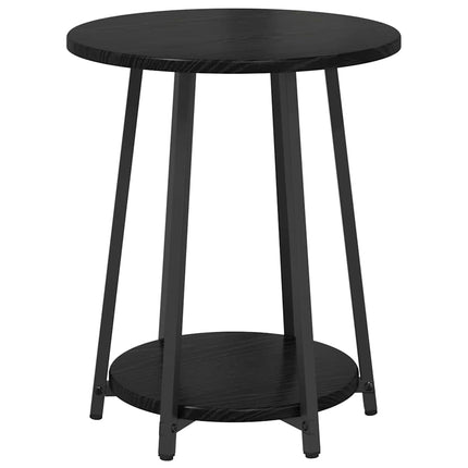 Sidobordsset med hylla 2 pcs Svart Ek