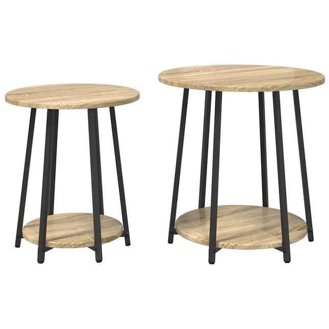Sidobordsset 2 st Sonoma Ek och Svart 50 x 50 x 51 cm