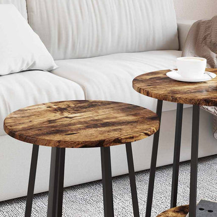 Sidobordsset med hylla 2 pcs Rökt Ek och Svart