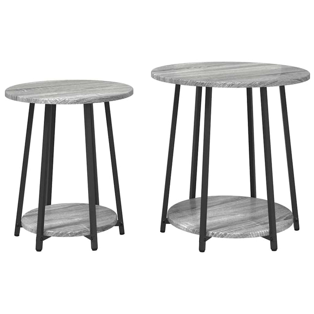 Sidobordsset 2 st Grå Sonoma och Svart 50 x 50 x 51 cm