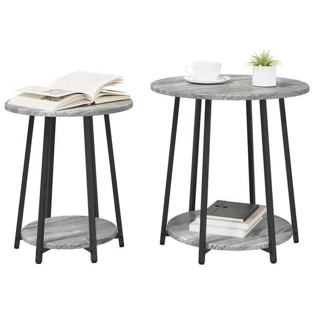 Sidobordsset 2 st Grå Sonoma och Svart 50 x 50 x 51 cm