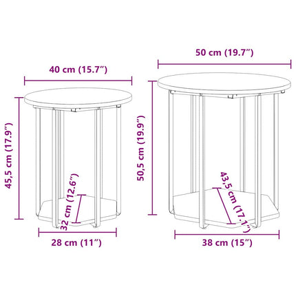 Sidobordsset med hylla 2 pcs Svart Ek