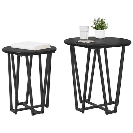 Sidobordsset 2 pcs Svart Ek