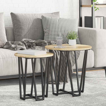 Sidobordsset 2 pcs Sonoma Ek och Svart