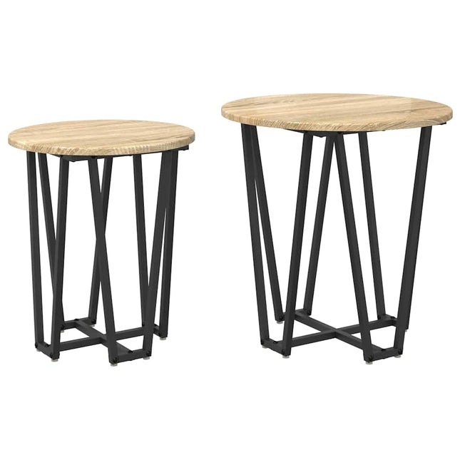 Sidobordsset 2 st Sonoma Ek och Svart 50 x 50 x 50,5 cm