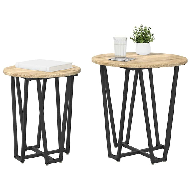 Sidobordsset 2 st Sonoma Ek och Svart 50 x 50 x 50,5 cm