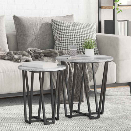 Sidobordsset 2 pcs Grå Sonoma och Svart