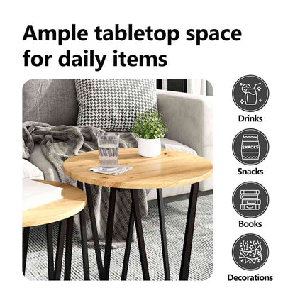Sidobordsset 2 st Gammalt trä och svart 50 x 50 x 50,5 cm