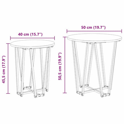 Sidobordsset 2 pcs Gammalt trä och svart