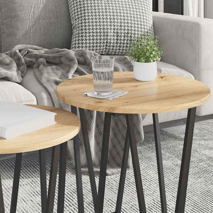 Sidobordsset 2 pcs Artisan Ek och Svart