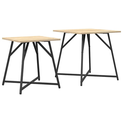 Sidobordsset 2 st Sonoma Ek och Svart 50 x 50 x 50 cm