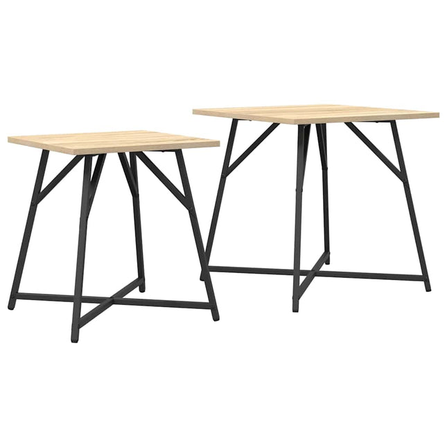 Sidobordsset 2 st Sonoma Ek och Svart 50 x 50 x 50 cm