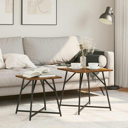 Sidobordsset 2 pcs Rökt Ek och Svart