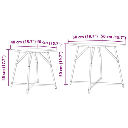 Sidobordsset 2 pcs Gammalt trä och svart