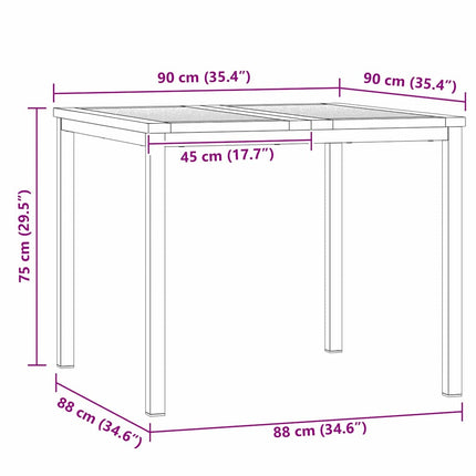 Matbord 90x90x75 cm Massiv akaciaträ och rostfritt stål