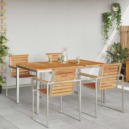 Matbord 150x90x75 cm Massivt teakträ och rostfritt stål