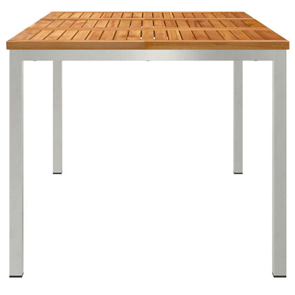 Matbord 150x90x75 cm Massivt teakträ och rostfritt stål