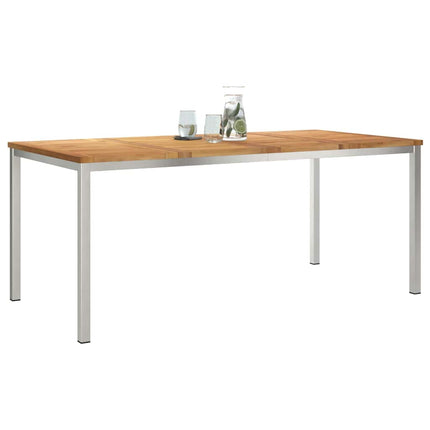 Matbord 180x90x75 cm Massivt teakträ och rostfritt stål