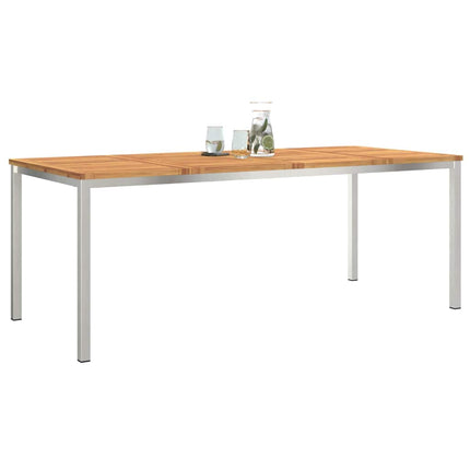 Matbord 200x90x75 cm Massiv akaciaträ och rostfritt stål
