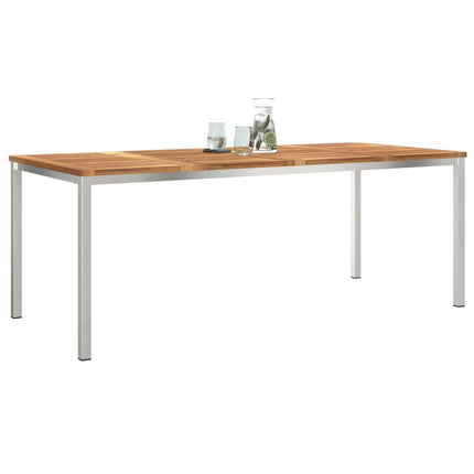 Matbord 200x90x75 cm Massivt teakträ och rostfritt stål