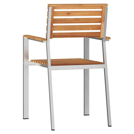 Trädgård Stol 2 pcs Massivt teakträ och rostfritt stål